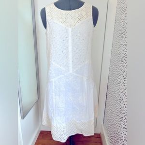 Sundance white and cream, sleeveless eyelet dress in 100% cotton. Size 10.